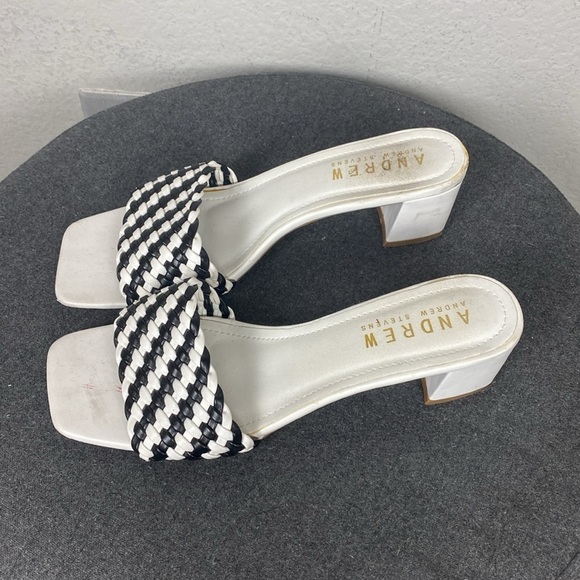 Andrew Stevens black and white heeled sandals - Picture 3 of 7